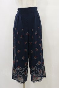 axes femme / 小花刺繍リラックスワイドパンツ M ネイビー H-25-10-07-059-AX-PA-NS-ZH