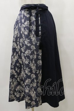 画像1: axes femme / ジャカード×チャイナスカート Free ネイビー H-25-10-07-063-AX-SK-NS-ZH
