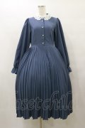 m petit by misako / AM*レースエリプリーツワンピース L ブルー H-25-10-07-073-LO-OP-NS-ZH