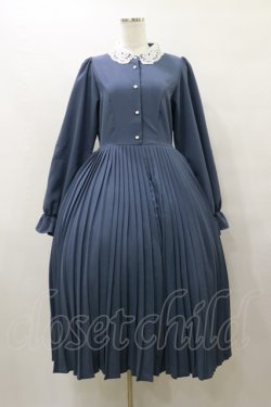 画像1: m petit by misako / AM*レースエリプリーツワンピース L ブルー H-25-10-07-073-LO-OP-NS-ZH
