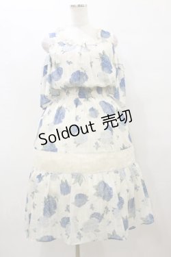 画像1: axes femme / 紫陽花柄ロングワンピース M 生成り/紺 H-25-10-07-074-AX-OP-NS-ZH