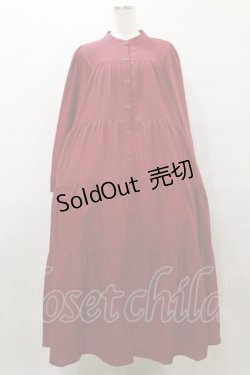 画像1: axes femme / 前ボタン長袖ワンピース Free レッド H-25-10-07-075-AX-OP-NS-ZH