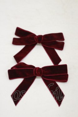 画像1: Fi.n.t / ベロアプチリボンヘアクリップセット  RED H-25-10-07-010-CA-AC-NS-ZH