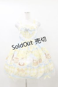 BABY,THE STARS SHINE BRIGHT / Bee My Sweet Honey柄ハートヨークジャンパースカート Free サックス H-25-10-07-080-BA-OP-NS-ZH