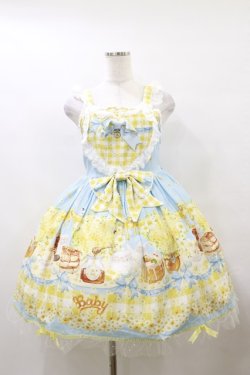 画像1: BABY,THE STARS SHINE BRIGHT / Bee My Sweet Honey柄ハートヨークジャンパースカート Free サックス H-25-10-07-080-BA-OP-NS-ZH