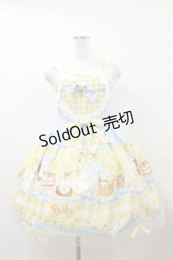 画像1: BABY,THE STARS SHINE BRIGHT / Bee My Sweet Honey柄ハートヨークジャンパースカート Free サックス H-25-10-07-080-BA-OP-NS-ZH