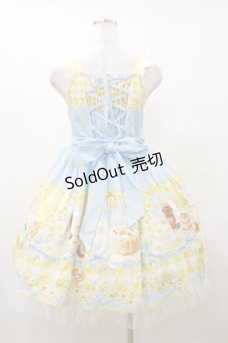 画像2: BABY,THE STARS SHINE BRIGHT / Bee My Sweet Honey柄ハートヨークジャンパースカート Free サックス H-25-10-07-080-BA-OP-NS-ZH (2)