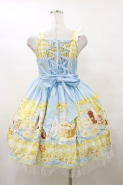 画像2: BABY,THE STARS SHINE BRIGHT / Bee My Sweet Honey柄ハートヨークジャンパースカート Free サックス H-25-10-07-080-BA-OP-NS-ZH