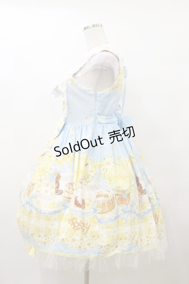 画像3: BABY,THE STARS SHINE BRIGHT / Bee My Sweet Honey柄ハートヨークジャンパースカート Free サックス H-25-10-07-080-BA-OP-NS-ZH (3)