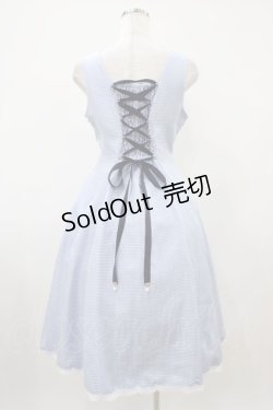 画像2: axes femme / 編み上げ千鳥格子ジャンスカ Free サックス H-25-10-07-1027-AX-OP-NS-ZH