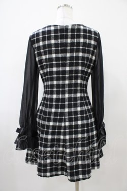 画像2: Ank Rouge / シフォン袖チェックワンピース M ブラック H-25-10-07-1036-CA-OP-NS-ZH