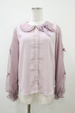 画像1: axes femme kawaii / ドットチュールブラウス M ラベンダー H-25-10-07-1060-AX-BL-NS-ZH