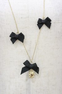 m petit by misako / ビジューリボンネックレス  ブラック H-25-10-07-003-LO-AC-NS-ZH