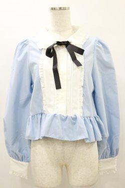 画像1: Cherirulu Chocola / MYリボンマルエリブラウス M サックス H-25-10-07-044-LO-BL-NS-ZH