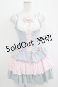 To Alice / デニムフリルジャンパースカート S ブルー/ピンク H-25-10-08-028-LO-OP-NS-ZH