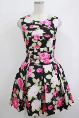 JESUS DIAMANTE / ロマンスドールワンピII 38 JAPONローズ柄黒 H-25-10-08-029-JE-OP-NS-ZH