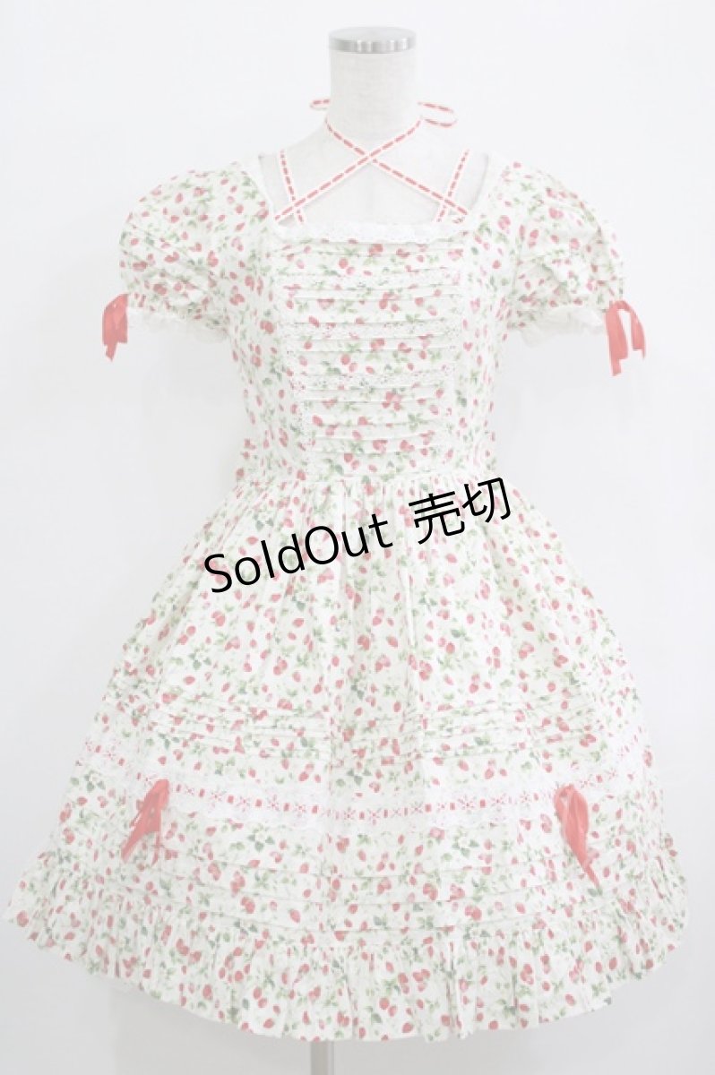 画像1: Angelic Pretty / いちご柄ワンピース Free オフ H-25-10-08-004-AP-OP-NS-ZH (1)