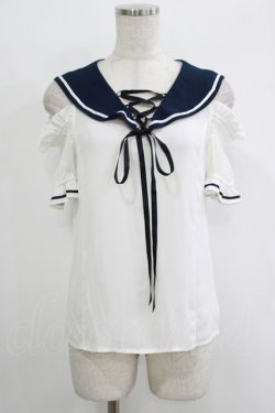 画像1: Secret Honey / オフショルセーラーブラウス Free オフ/ネイビー H-25-10-08-040-CA-BL-NS-ZH