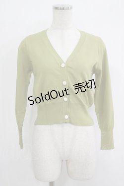 画像1: an another angelus / フラワーカット釦Vネックニットカーディガン Free GREEN H-25-10-08-050-CA-TO-NS-ZH