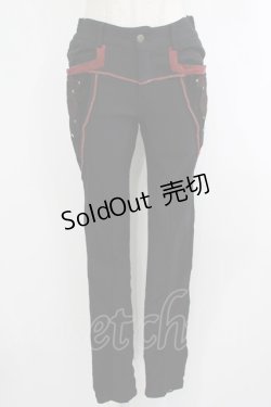 画像1: Ozz oneste / 刺繍ベロア切替パンツ  黒×赤 H-25-10-08-1028-OO-PA-KB-ZH