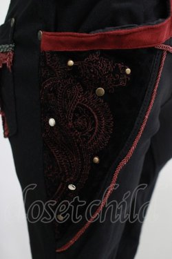 画像4: Ozz oneste / 刺繍ベロア切替パンツ  黒×赤 H-25-10-08-1028-OO-PA-KB-ZH