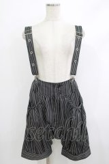 PEACE NOW / サス付ストライプサルエルパンツ  黒 H-25-10-08-1030-PU-PA-KB-ZH