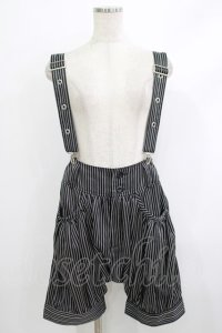 PEACE NOW / サス付ストライプサルエルパンツ  黒 H-25-10-08-1030-PU-PA-KB-ZH