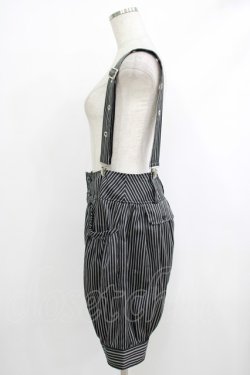 画像2: PEACE NOW / サス付ストライプサルエルパンツ  黒 H-25-10-08-1030-PU-PA-KB-ZH