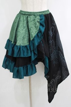 画像1: Qutie Frash / アシメパニエスカート  グリーン H-25-10-08-1031-QU-SK-KB-ZH