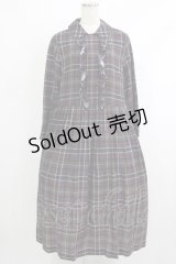 Jane Marple Dans Le Salon / キュプラコットンタータンチェックフロントフリルドレス  パープル H-25-10-08-1005-JM-OP-KB-ZH