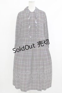 Jane Marple Dans Le Salon / キュプラコットンタータンチェックフロントフリルドレス  パープル H-25-10-08-1005-JM-OP-KB-ZH