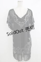 Rozen Kavalier / プリントシアーチュニック  黒 H-25-10-08-1045-OO-TO-KB-ZT121