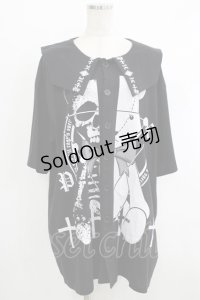 SEX POT ReVeNGe / フロントボタン襟付きロングカットソー  ブラック H-25-10-08-1050-SP-TO-KB-ZT256