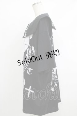 画像2: SEX POT ReVeNGe / フロントボタン襟付きロングカットソー  ブラック H-25-10-08-1050-SP-TO-KB-ZT256