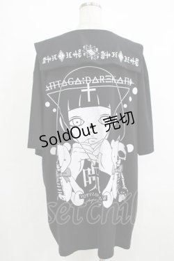 画像3: SEX POT ReVeNGe / フロントボタン襟付きロングカットソー  ブラック H-25-10-08-1050-SP-TO-KB-ZT256