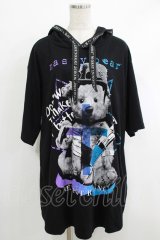 SEX POT ReVeNGe / プリント半袖ロングプルパーカー  黒 H-25-10-08-1051-SP-TO-KB-ZT256