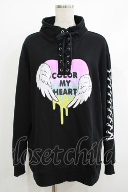 画像1: LISTEN FLAVOR / COLOR MY HEARTハイネックトップス  ブラック H-25-10-08-1052-PU-TO-KB-ZH