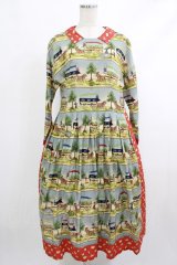 Jane Marple / Board gameタブリエドレス  ブルーグレー×レッド H-25-10-08-1006-JM-OP-KB-ZH