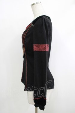 画像2: Ozz oneste / 刺繍ニットソー  黒×赤 H-25-10-08-1058-OO-TO-KB-ZH