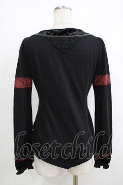画像3: Ozz oneste / 刺繍ニットソー  黒×赤 H-25-10-08-1058-OO-TO-KB-ZH