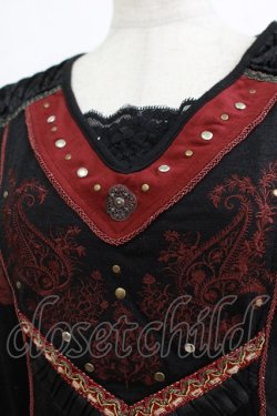 画像4: Ozz oneste / 刺繍ニットソー  黒×赤 H-25-10-08-1058-OO-TO-KB-ZH