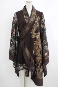 Qutie Frash / 着物カーデ  茶 H-25-10-08-1020-QU-TO-KB-ZH