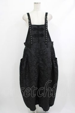 画像1: Qutie Frash / サロペットパンツ  ジャガードブラック H-25-10-08-1022-QU-PA-KB-ZH