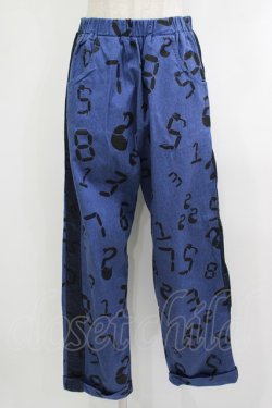 画像1: MALKOMALKA / サイドメッシュ総柄パンツ  ブルー H-25-10-08-1023-PU-PA-KB-ZH