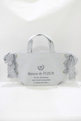 Maison de FLEUR / ギンガムチェックレースサイドリボントート  グレー H-25-10-08-064-LO-BG-NS-ZH