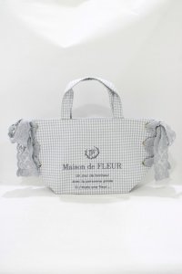 Maison de FLEUR / ギンガムチェックレースサイドリボントート  グレー H-25-10-08-064-LO-BG-NS-ZH