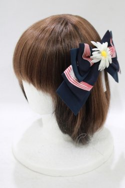 画像1: metamorphose / ことりとBerryリボンバレッタ  ネイビー H-25-10-08-069-ME-AC-NS-ZH