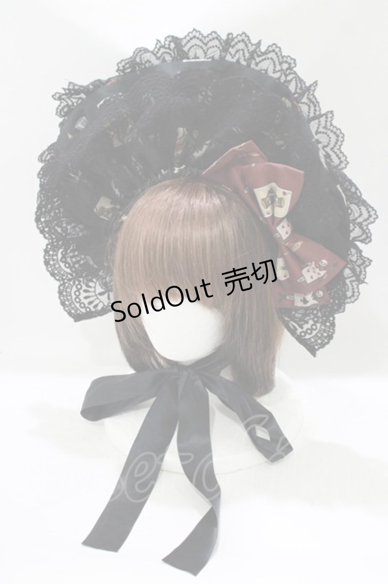 画像1: Royal Princess Alice / Dark Alice Tea Party・まくらくらまコラボボンネット風エリザベスカラー  ブラック H-25-10-08-077-LO-AC-NS-ZH (1)