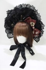 画像1: Royal Princess Alice / Dark Alice Tea Party・まくらくらまコラボボンネット風エリザベスカラー  ブラック H-25-10-08-077-LO-AC-NS-ZH (1)