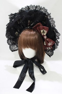 画像1: Royal Princess Alice / Dark Alice Tea Party・まくらくらまコラボボンネット風エリザベスカラー  ブラック H-25-10-08-077-LO-AC-NS-ZH